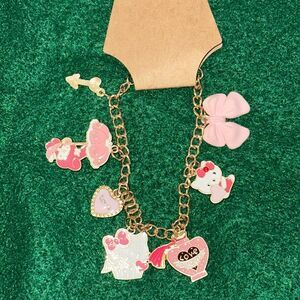 Hello Kitty Girl's Goldtone Charm Bracelet Cute Character Jewelry Accessory Gift